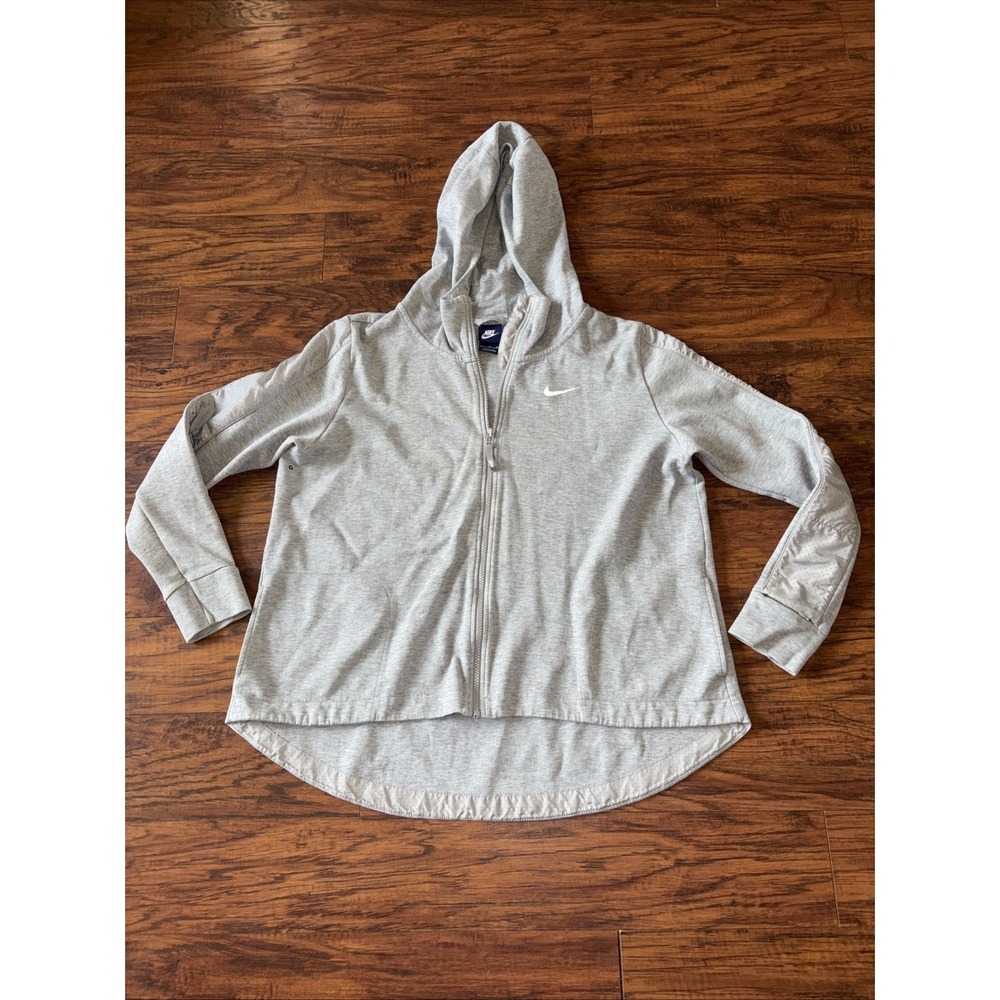 Vintage Nike Women's Gray Full Zip Hooded Jacket Size XL